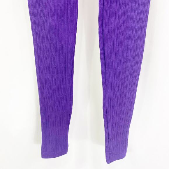 STAR RIDE Purple High Waist Stretchy Leggings Textured - Picture 6 of 9